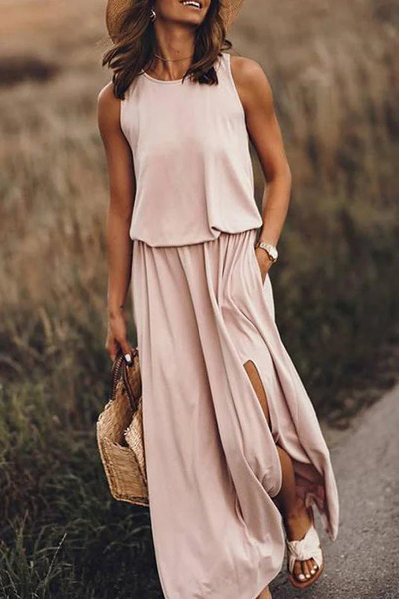 Giselle | Maxi Dress Loose Fit, Cotton Blend, Sleeveless Long Dress for Women