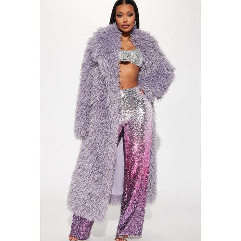 Feelin' Extra Faux Fur Coat - Lavender F
