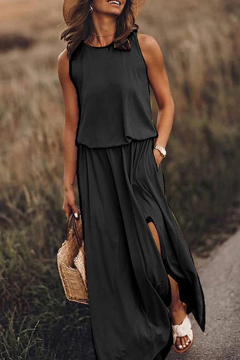 Giselle | Maxi Dress Loose Fit, Cotton Blend, Sleeveless Long Dress for Women