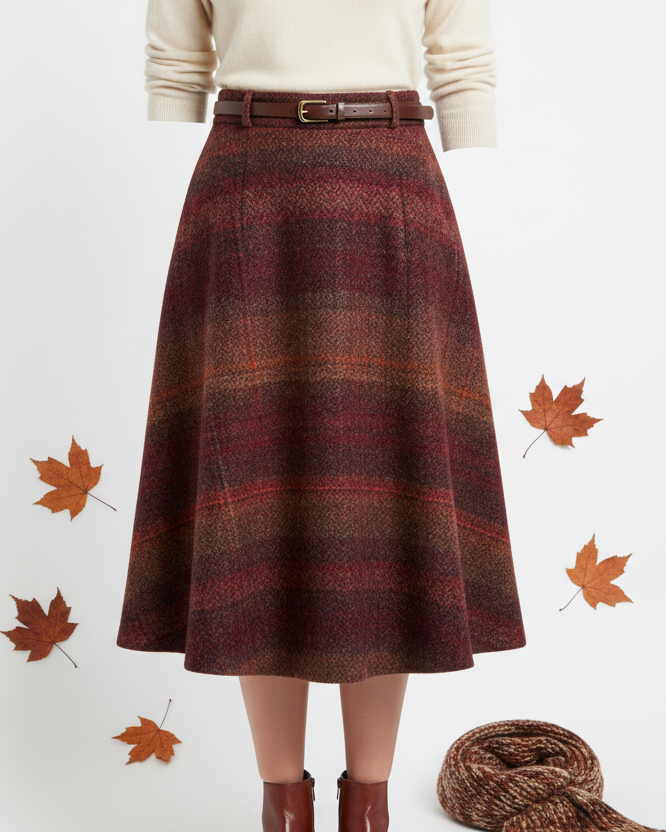Classic Women Wool Skirt Autumn