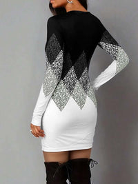 women's vintage geometric print dress