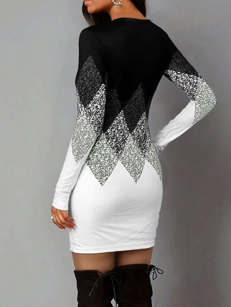 women's vintage geometric print dress