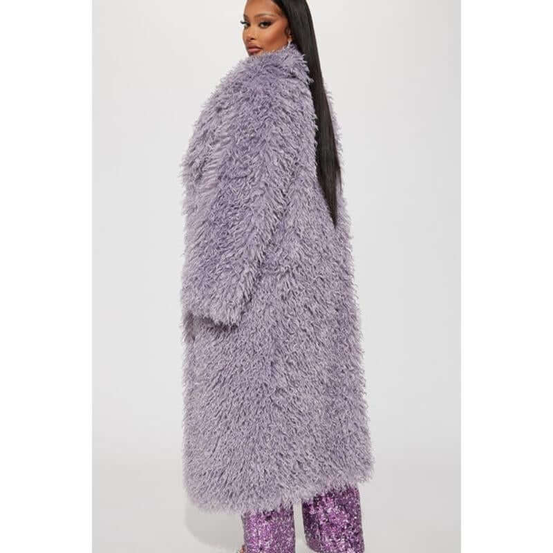 Feelin' Extra Faux Fur Coat - Lavender F