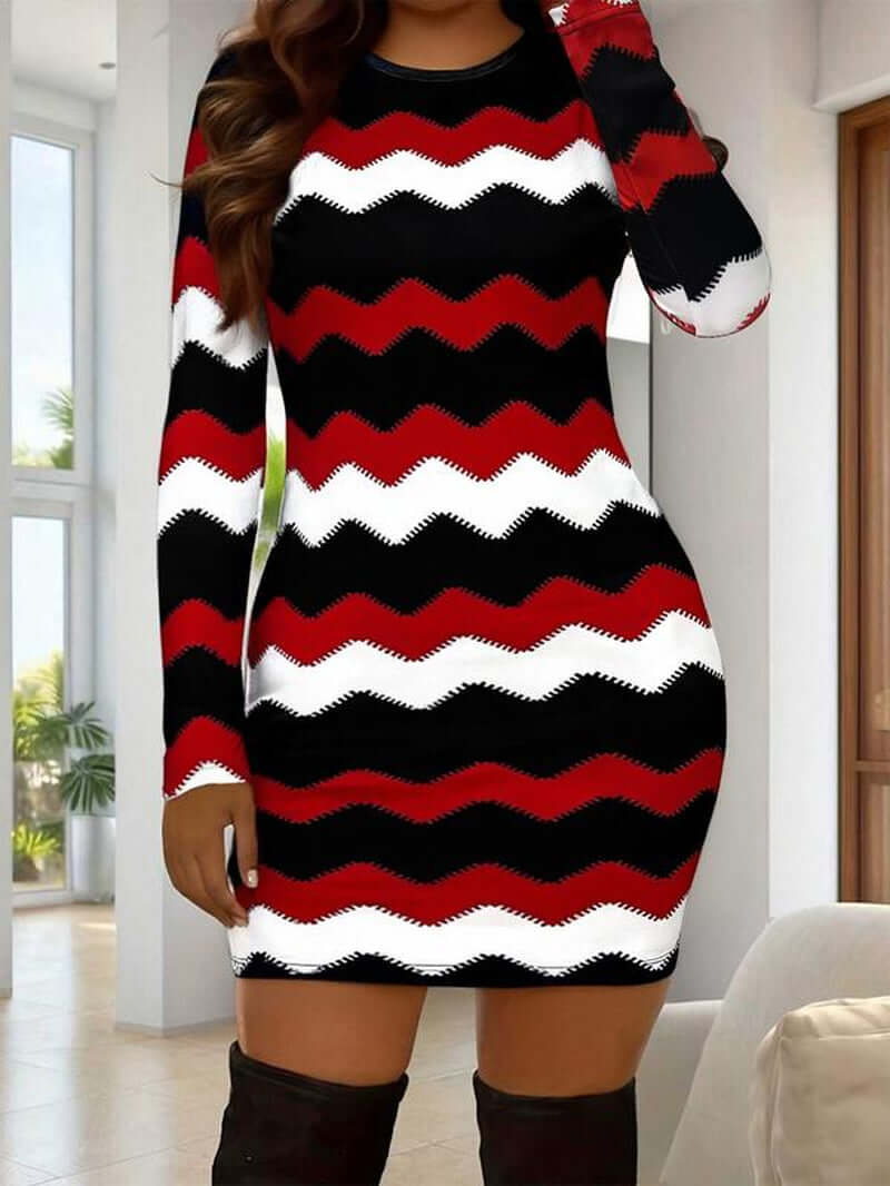 women's vintage geometric print dress