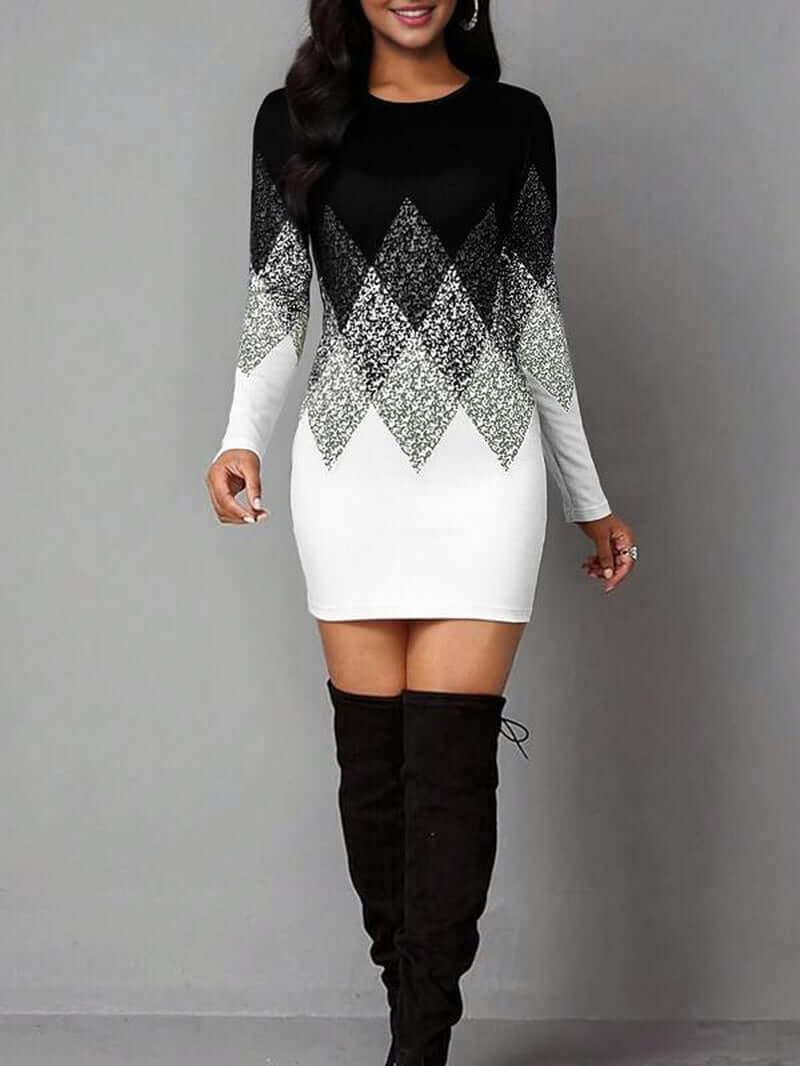 women's vintage geometric print dress