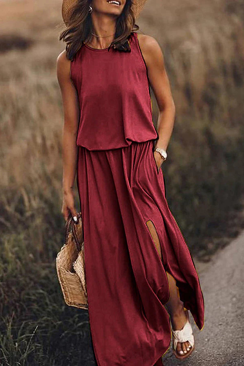 Giselle | Maxi Dress Loose Fit, Cotton Blend, Sleeveless Long Dress for Women