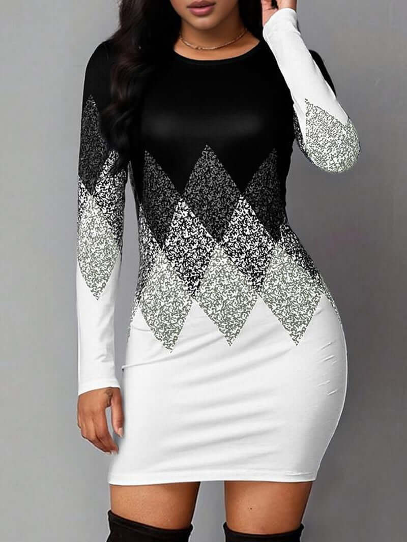 women's vintage geometric print dress