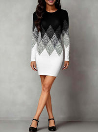 women's vintage geometric print dress