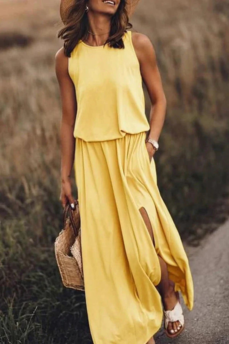 Giselle | Maxi Dress Loose Fit, Cotton Blend, Sleeveless Long Dress for Women