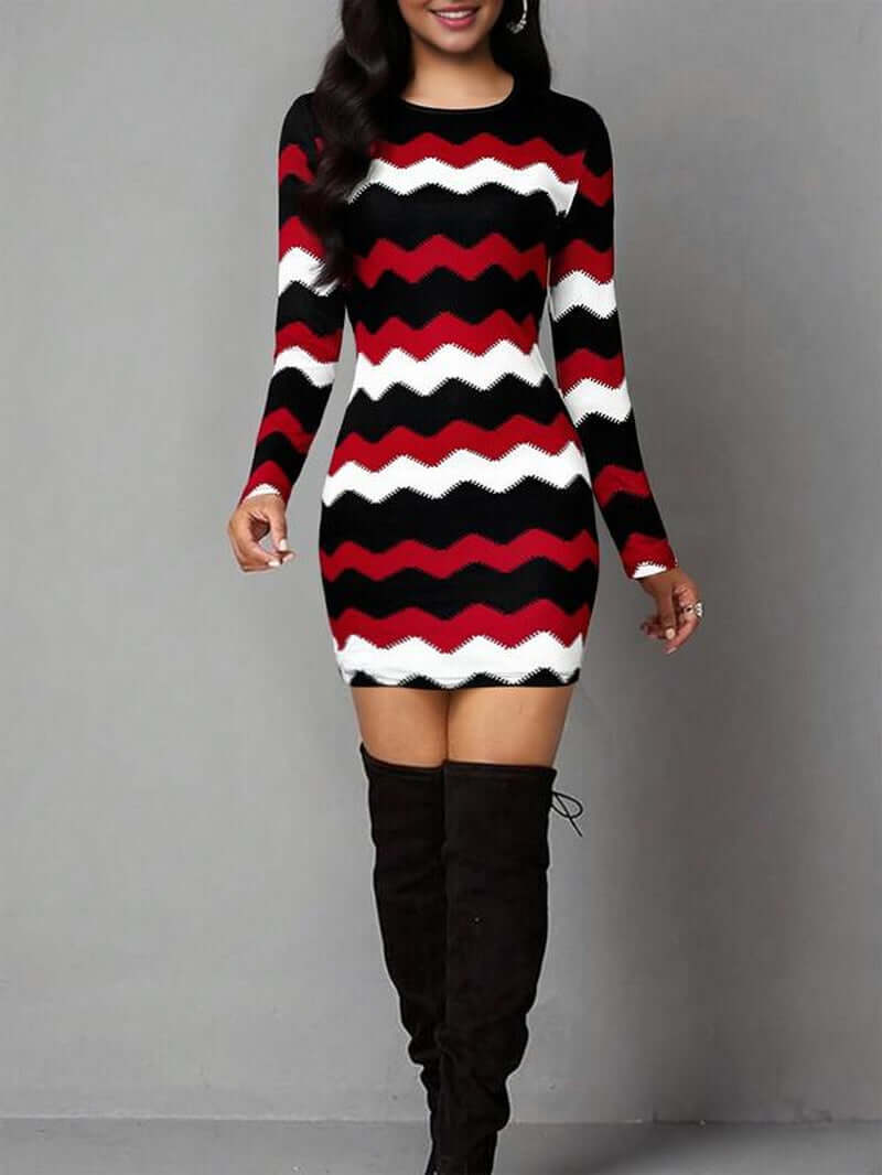 women's vintage geometric print dress