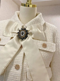 2026 Winter New Women Tweed Fringed 2 Two-Piece Set Sexy Long Sleeve Button Jacket + Short Skirt Set Vestidos Party Suit