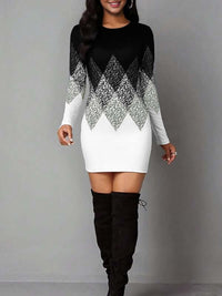 women's vintage geometric print dress