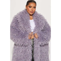 Feelin' Extra Faux Fur Coat - Lavender F