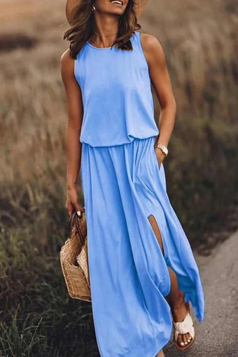 Giselle | Maxi Dress Loose Fit, Cotton Blend, Sleeveless Long Dress for Women