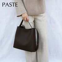 Nappa Leather Women Shoulder Bucket Bag