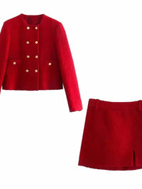 Tweed Women Two-Piece Skirt Suit