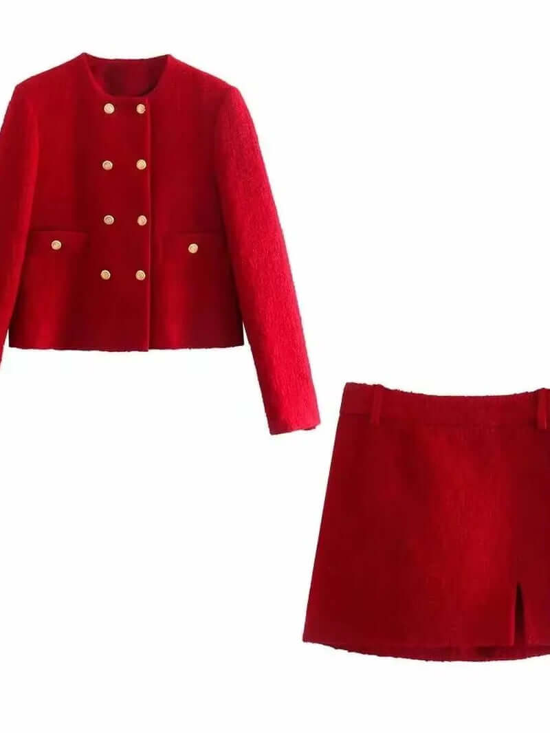 Tweed Women Two-Piece Skirt Suit